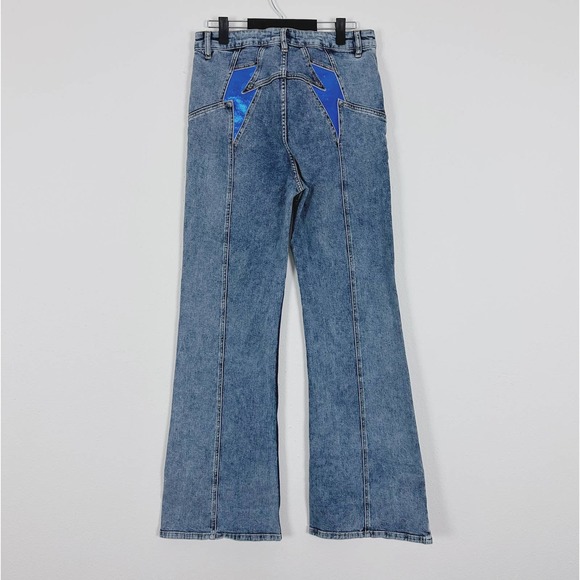 NEW Free People Thunderbird Flare Jeans in Electric Blue Size 32 - Picture 4 of 7